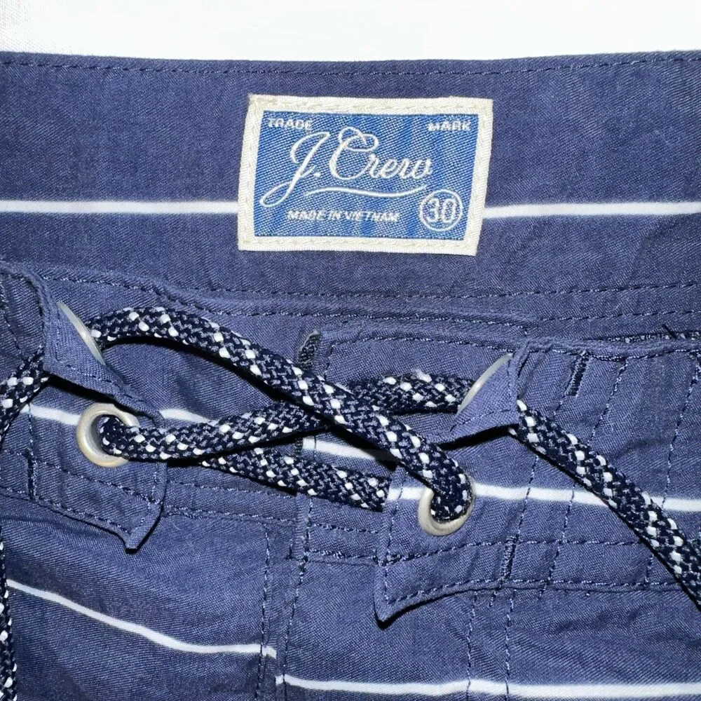 J Crew Men’s 30 W Swim Trunks Navy Cape Cod Shorts Striped New England